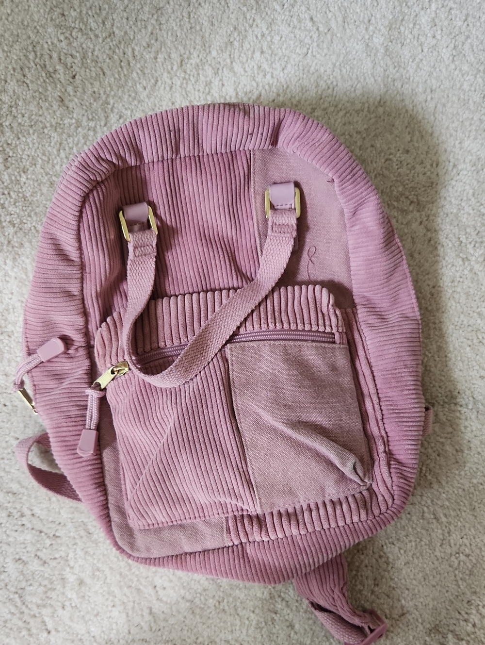 wild fable Pink Corduroy Backpack with Gold Hardware